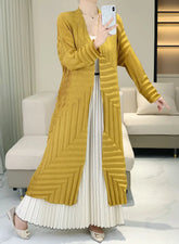 HEYFANCYSTYLE Luxury Cruise & Resort Wear Japanese Pleats Long Duster Cardigan – Wrinkle-Free